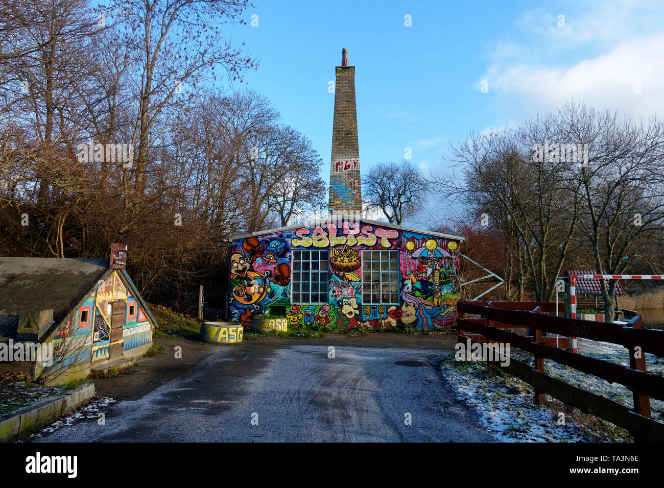 "Freistaat Christiania", Christiania, Graffiti, Wandbild, Kopenhagen, Dänemark, Skandinavien, Europa Stockfoto