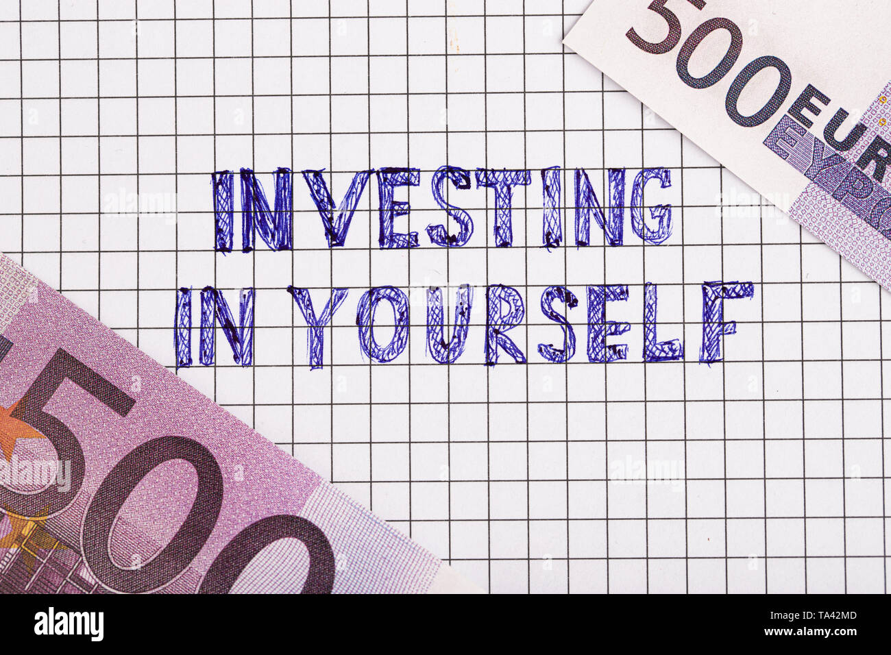 In sich selbst investieren. Die persönliche Entwicklung und Bildung Konzept Hintergrund. Stockfoto