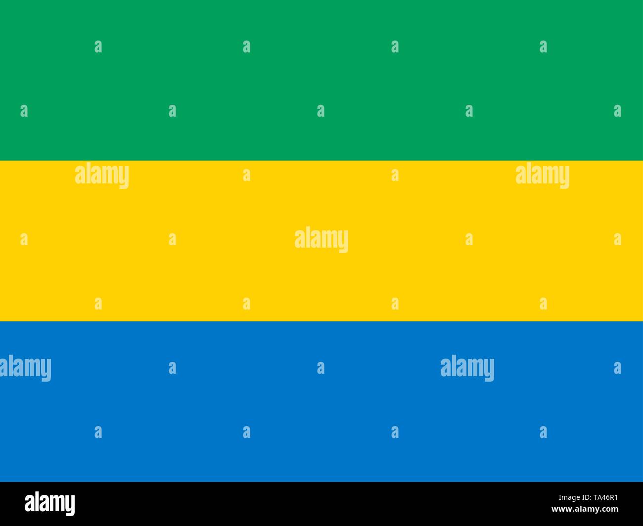 Die Nationalflagge von Gabun. Vector Illustration. Libreville Stock Vektor