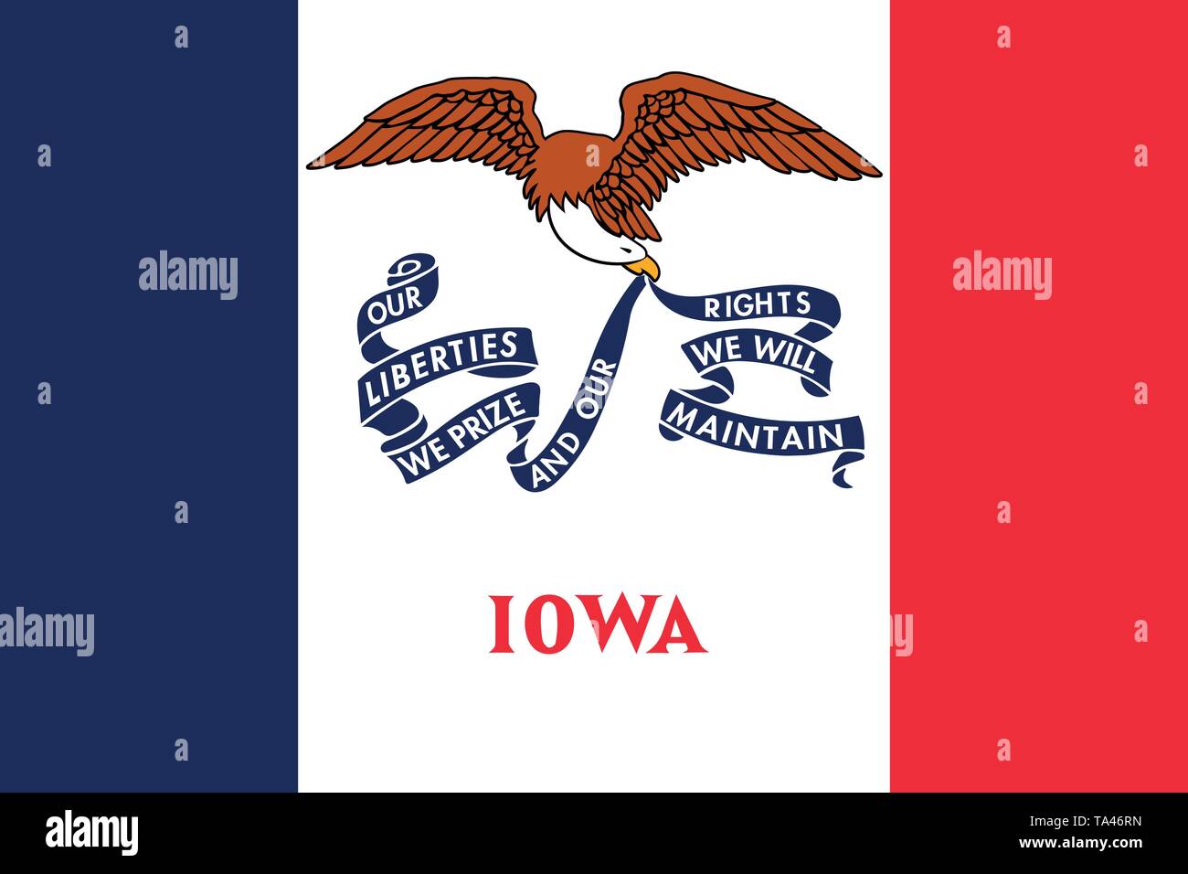 Iowa Flagge. Vector Illustration. Die Vereinigten Staaten von Amerika. Stock Vektor