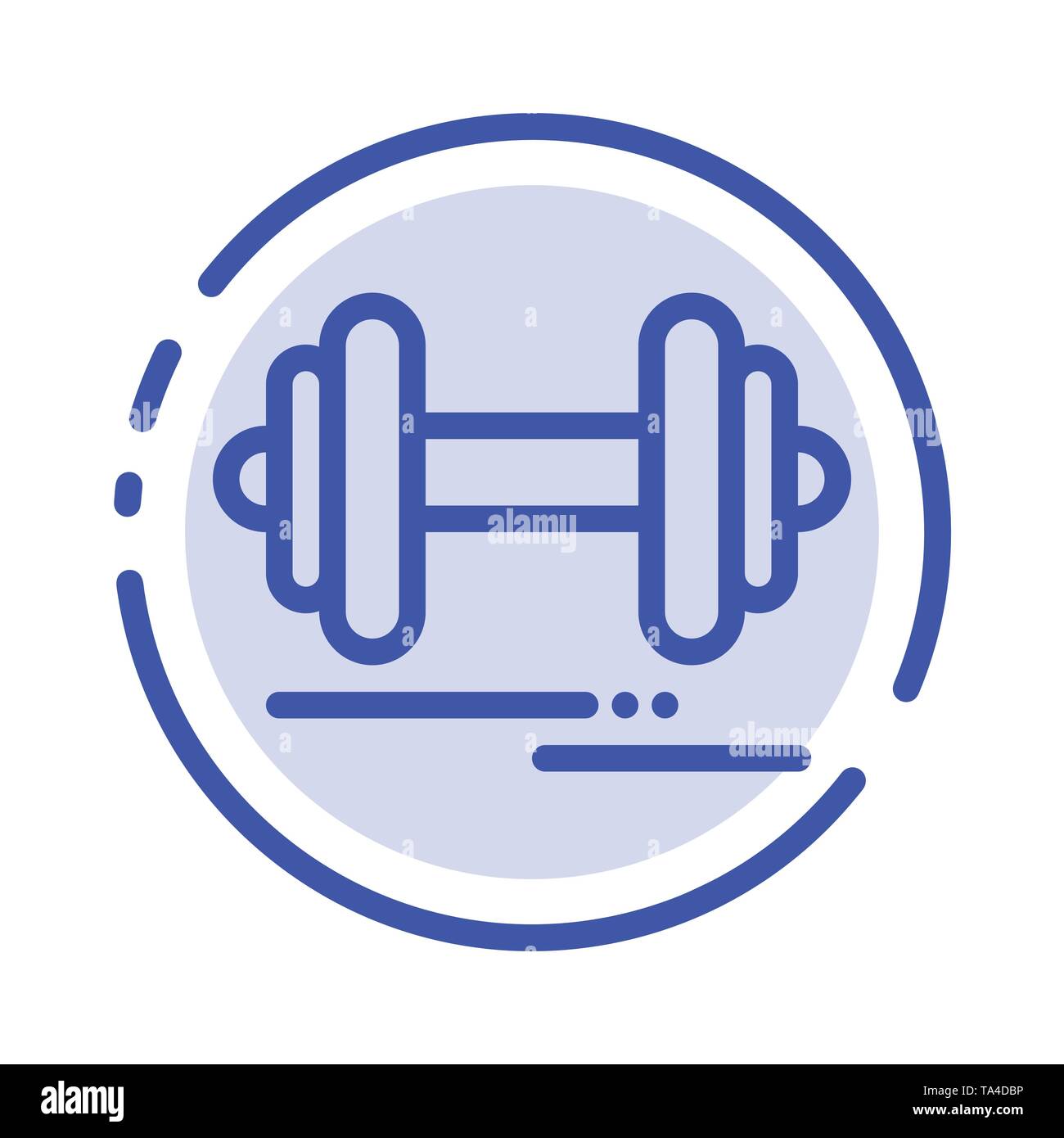 Hantel, Fitness, Sport, Motivation, blau gepunktete Linie Symbol Leitung Stock Vektor