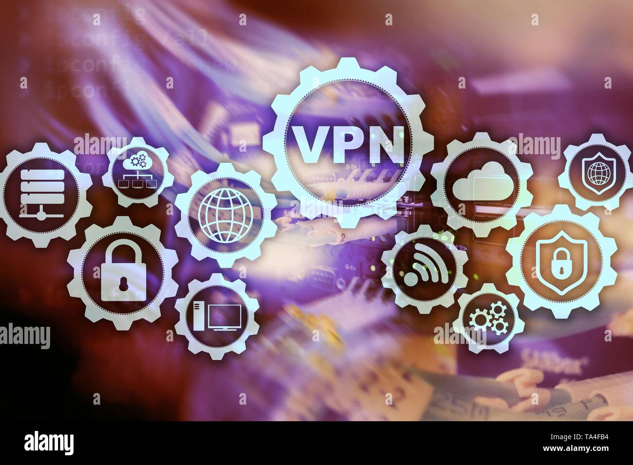 Sichere VPN-Verbindung. Virtuelles privates Netzwerk oder Internet Security Konzept. Stockfoto