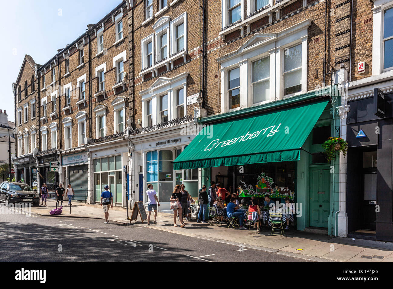 Greenberry Café, Regent's Park Rd, Primrose Hill, London, NW1 8UR, England, UK. Stockfoto