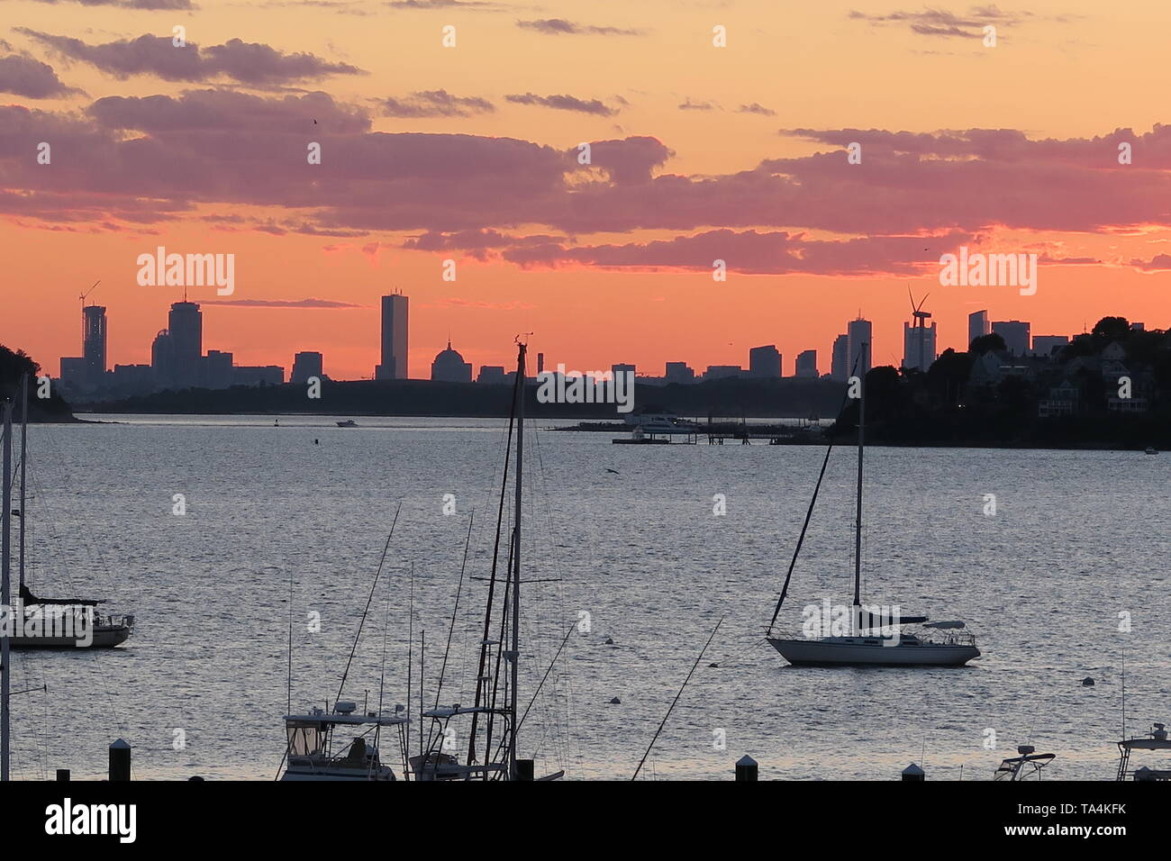 Boston gesehen vom Rumpf, MA Stockfoto