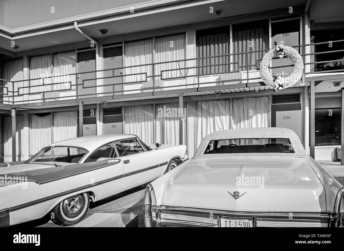 Zimmer 306 an der Lorraine Motel wird dargestellt, Sept. 7, 2015, in Memphis, Tennessee. Civil Rights leader Dr. Martin Luther King Jr. ermordet wurde. Stockfoto