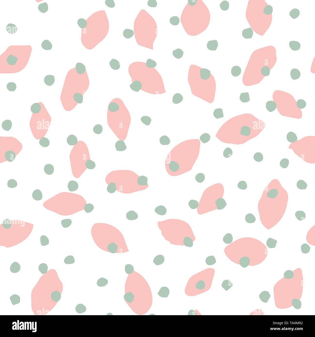 Vektor nahtlose Muster Hand gezeichnet Polka Dot Pinsel. Abstrakte endlose Hintergrund. Die Beschaffenheit der Farbe in Pastelltönen rosa und Mint Stock Vektor