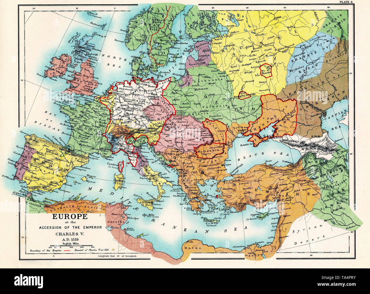Europa an der Thronbesteigung von Kaiser Karl V (1519) Stockfoto