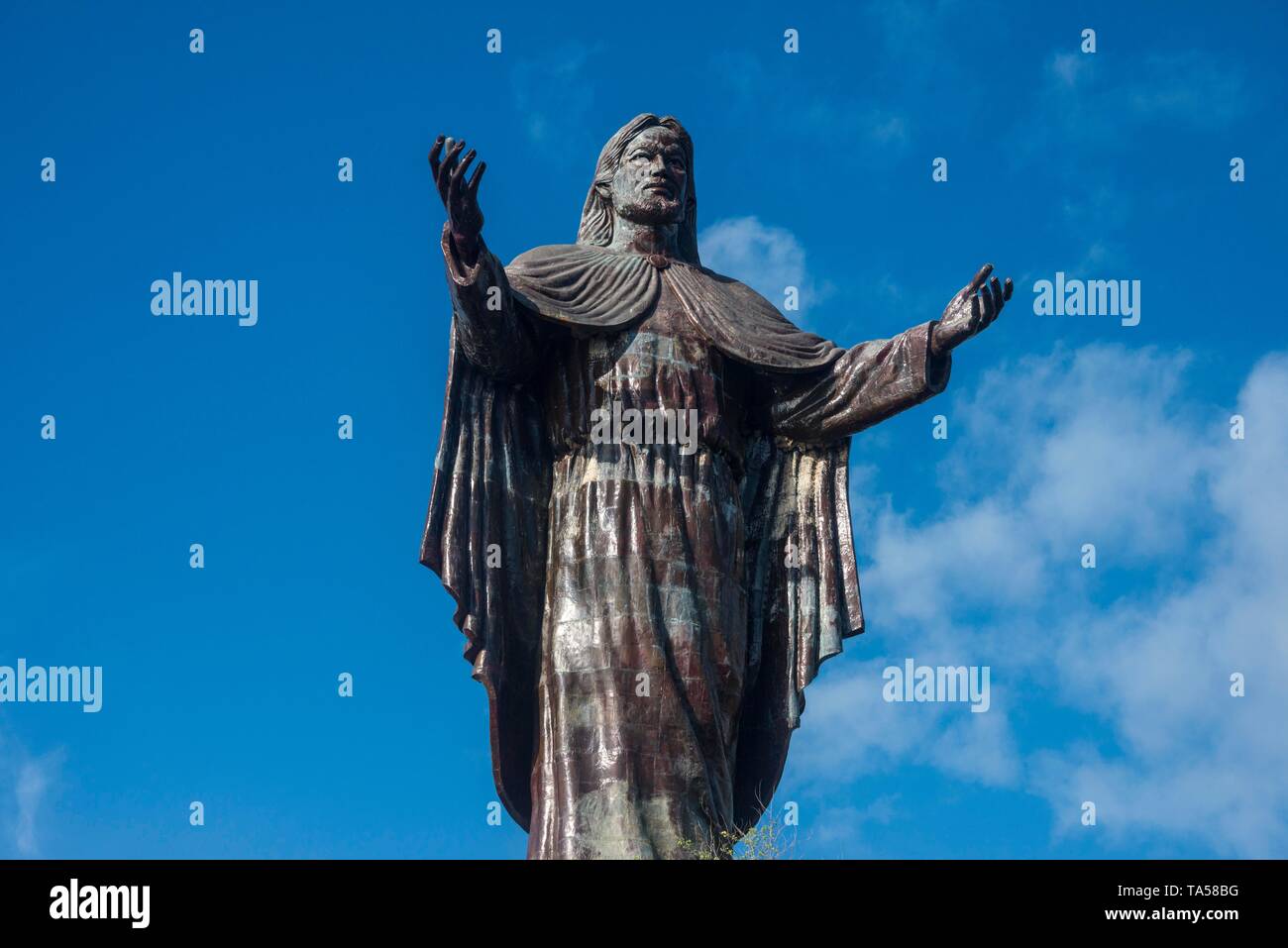 Statue Cristo Rei, blauer Himmel, Dili, Osttimor Stockfoto