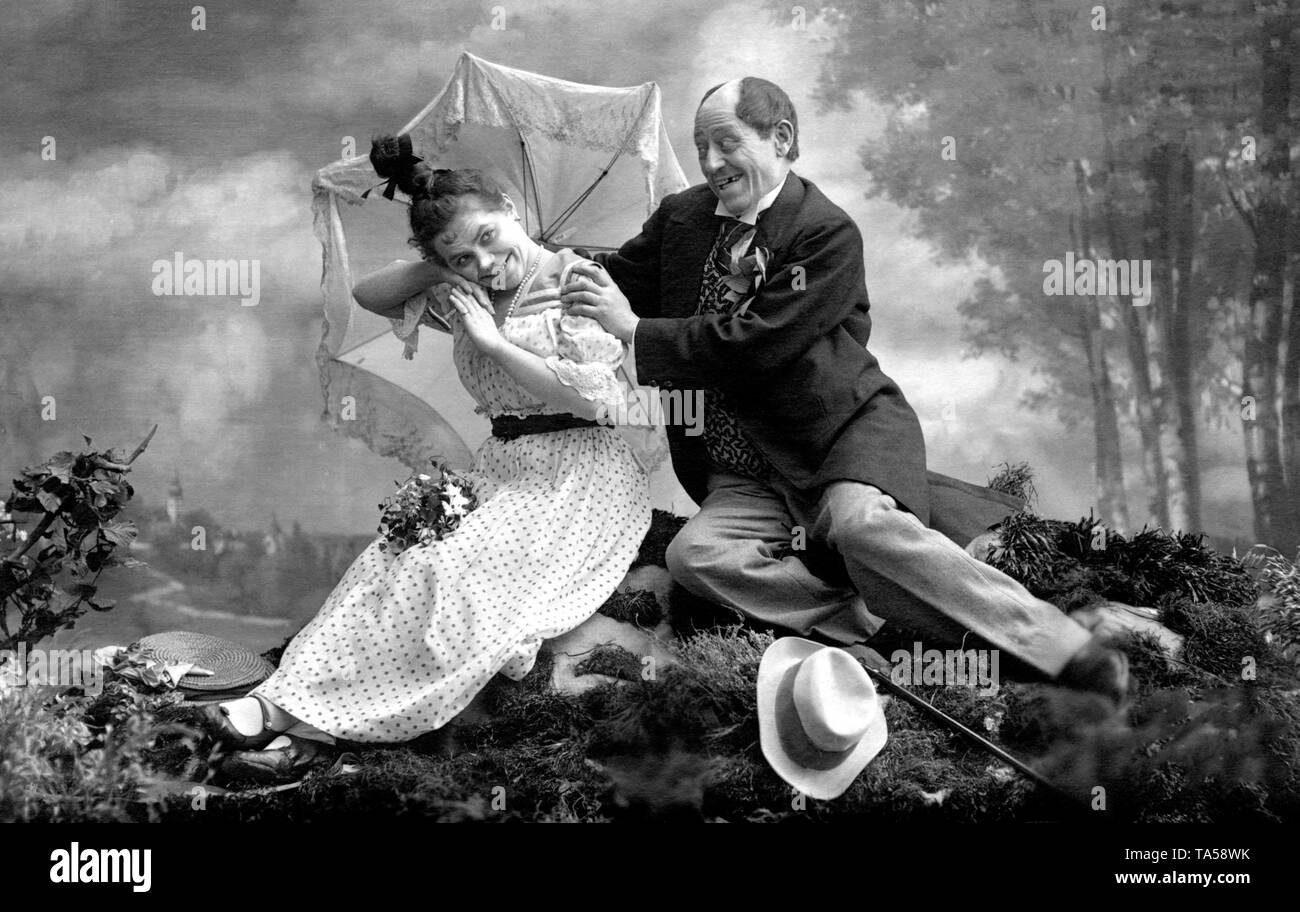 Paar, älteren Liebhaber flirten, um 1910, Deutschland Stockfoto