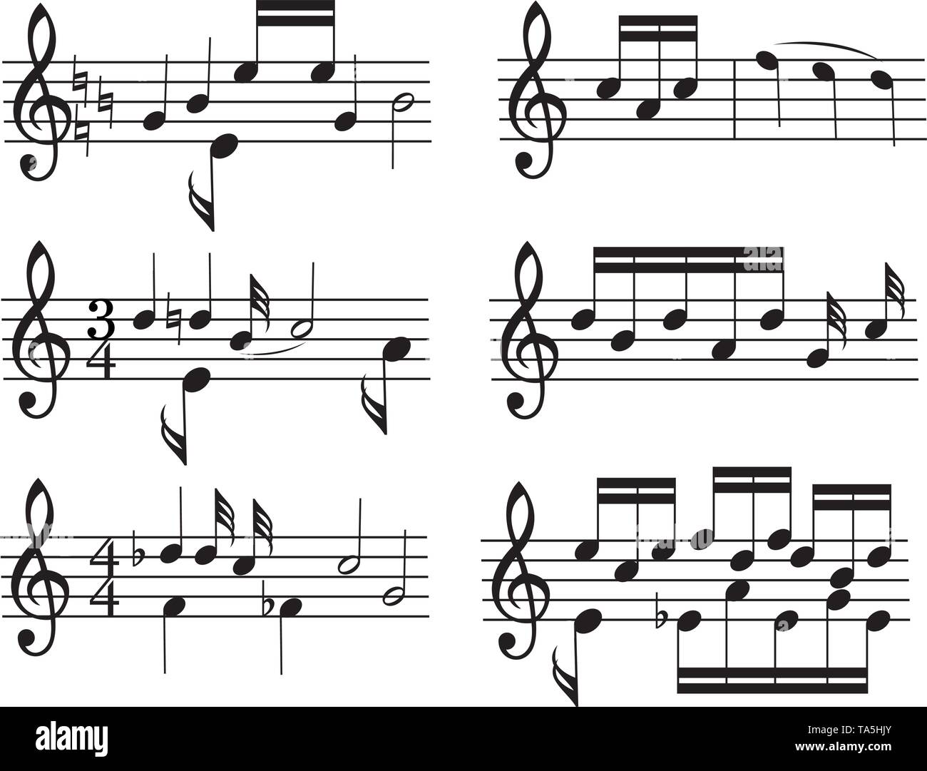 Vektor einrichten der schwarzen und weißen Musik Hintergründe mit Stangen und Musik Noten. Abstrakte Darstellung der klassischen Musik beachten Sie die Symbole Stock Vektor