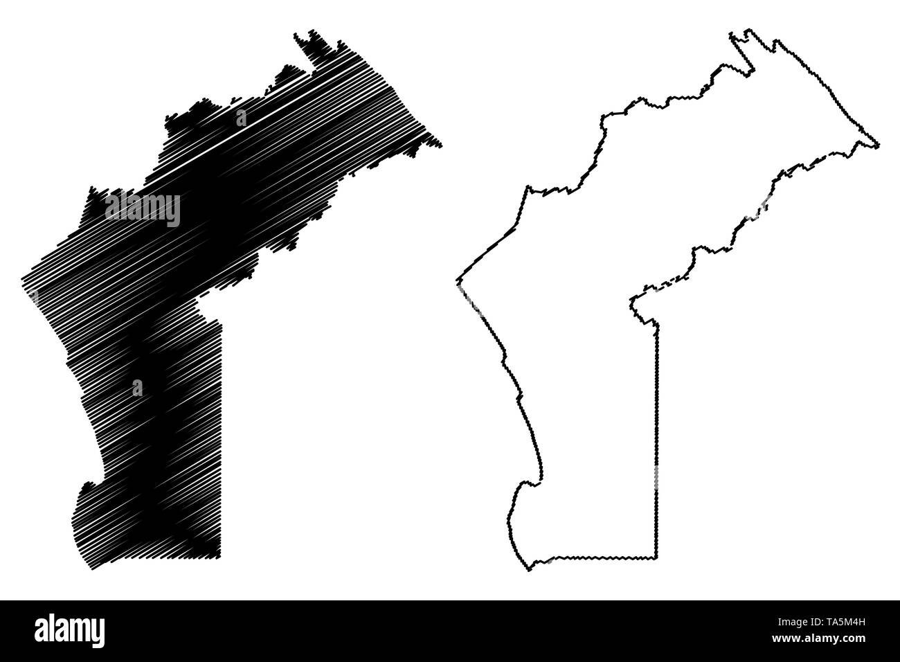 Provinz Cabinda (Provinzen Angolas, der Republik Angola) Karte Vektor-illustration, kritzeln Skizze Kabinda (Portugiesisch Kongo, Tchiowa) Karte anzeigen Stock Vektor