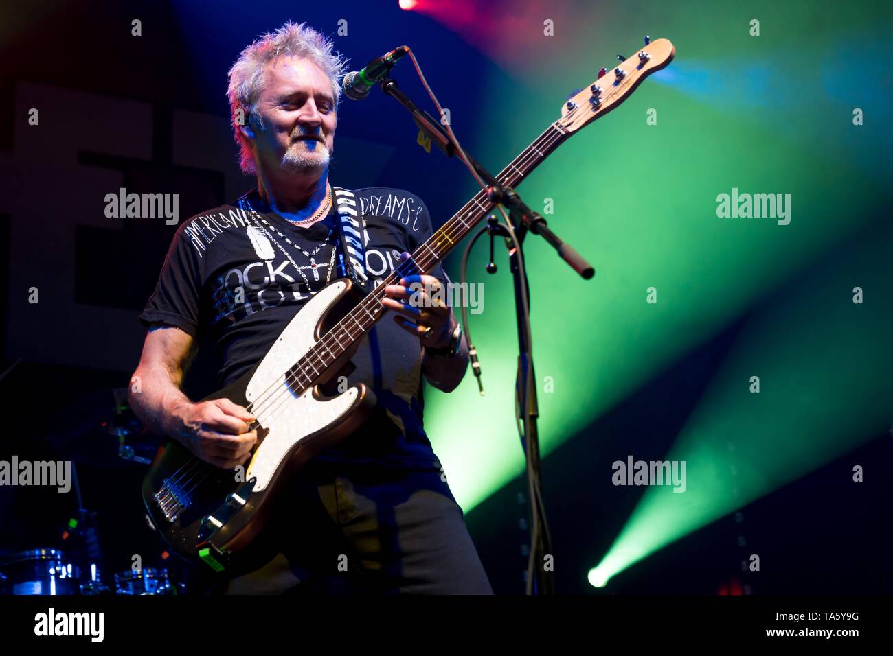 Berlin, Deutschland. 21 Mai, 2019. 21.05.2019, British Rock Sänger und Bassist der Glam Rock Band The Sweet Pete Lincoln auf der Bühne NOCH DIE ROCK-Tour 2019 in der Columbiahalle in Berlin leben. | Verwendung der weltweiten Kredit: dpa/Alamy leben Nachrichten Stockfoto