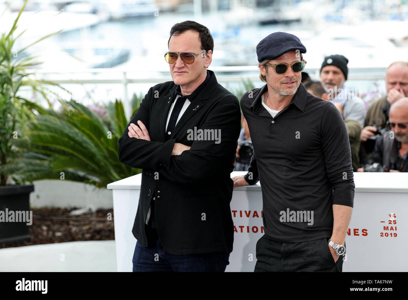 Cannes. 22. Mai, 2019. Quentin Tarantino Brad Pitt auf EINMAL. IN HOLYWOOD Photocall während der 2019 Cannes Film Festival am 22.Mai 2019 im Palais des Festivals in Cannes, Frankreich. (Credit: Lyvans Boolaky/Image Space/Medien Punch)/Alamy leben Nachrichten Stockfoto