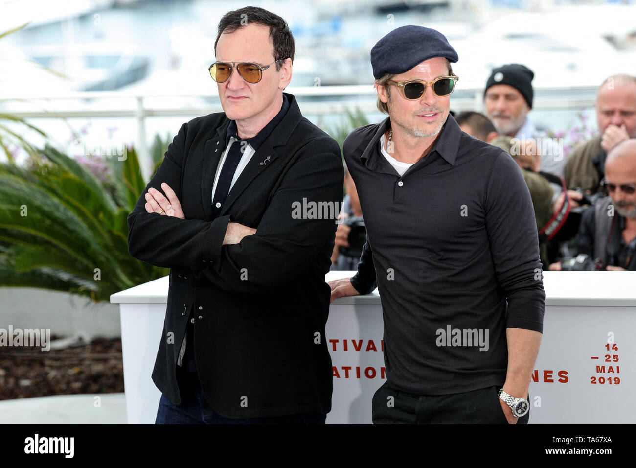 Cannes. 22. Mai, 2019. Quentin Tarantino Brad Pitt auf EINMAL. IN HOLYWOOD Photocall während der 2019 Cannes Film Festival am 22.Mai 2019 im Palais des Festivals in Cannes, Frankreich. (Credit: Lyvans Boolaky/Image Space/Medien Punch)/Alamy leben Nachrichten Stockfoto