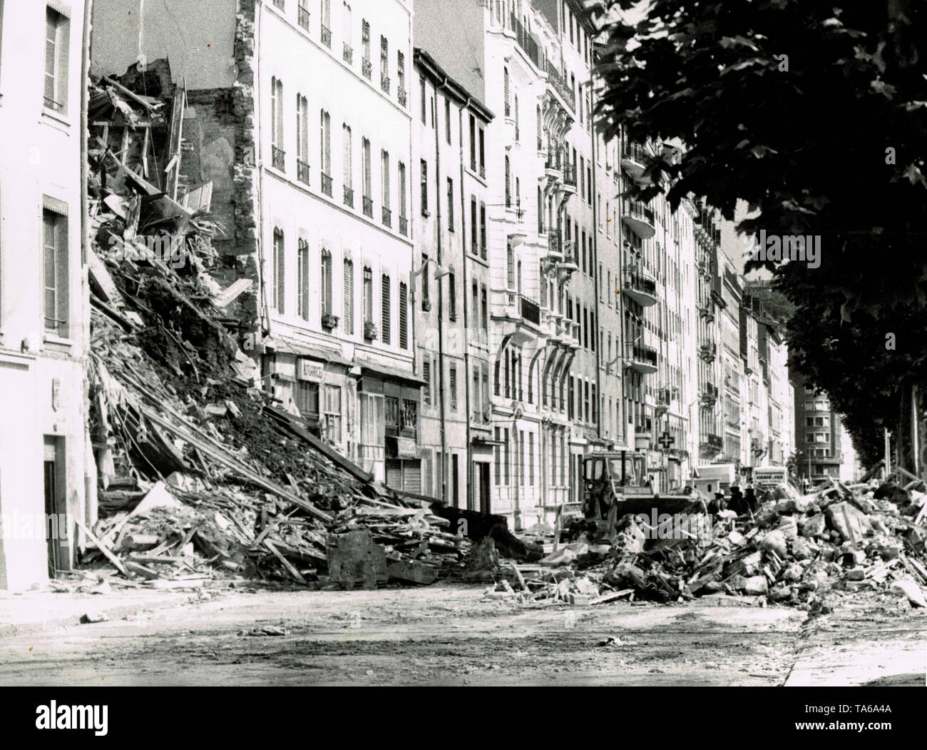 Appartement Zusammenbruch des Gebäudes durch eine brutale Erdrutsch, Lyon, Frankreich Stockfoto