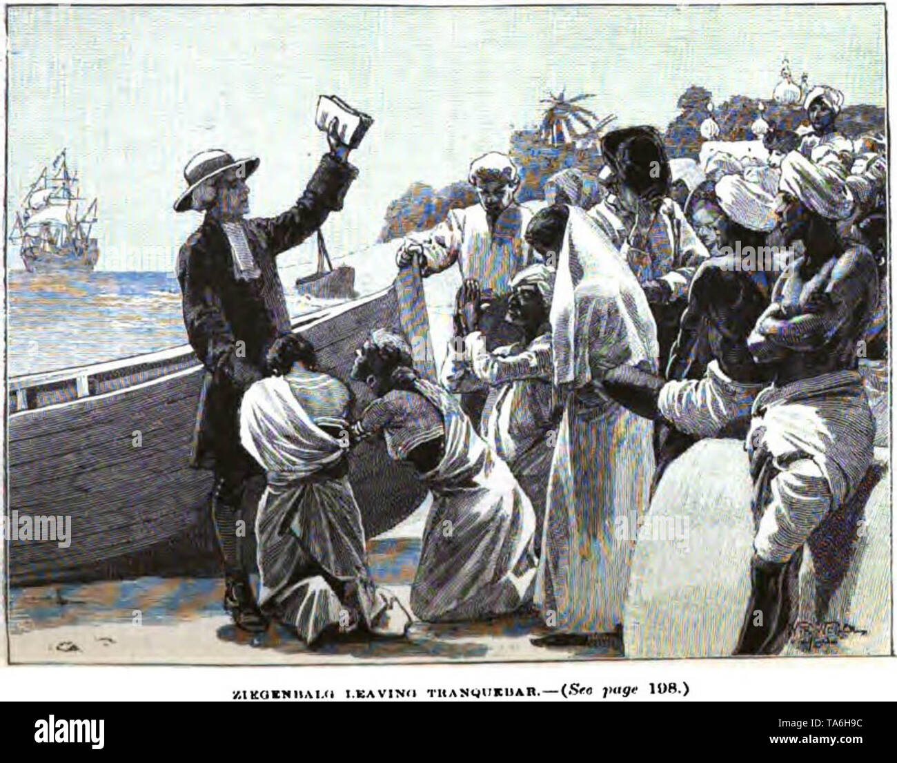 Ziegenbalg verlässt Tranquebar (S.170, 1890), Stockfoto