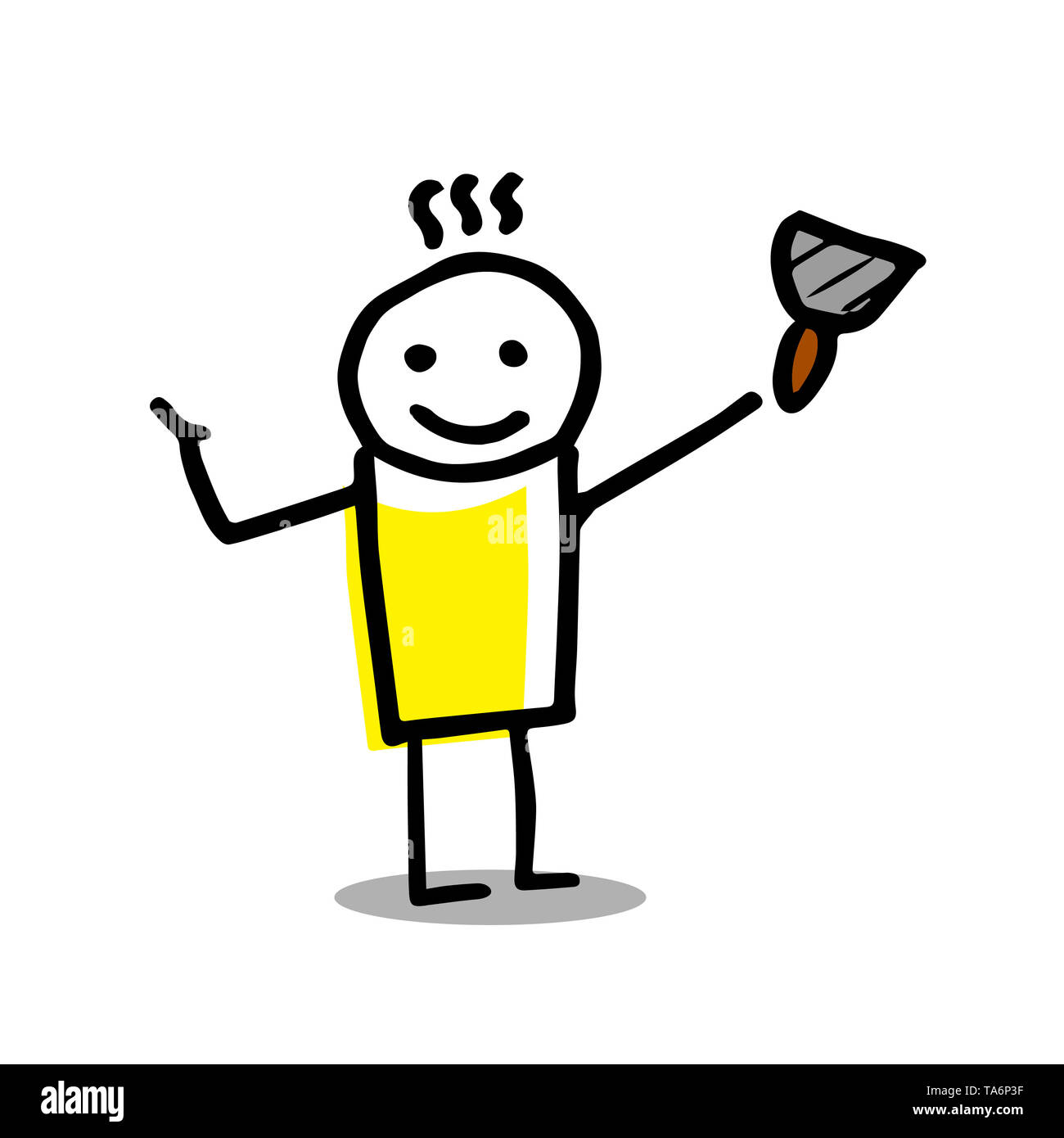 Gerne reparieren der Mensch ist bereit, mit seinem Spachtel zu arbeiten. Home Reparatur Konzept. Stockfoto