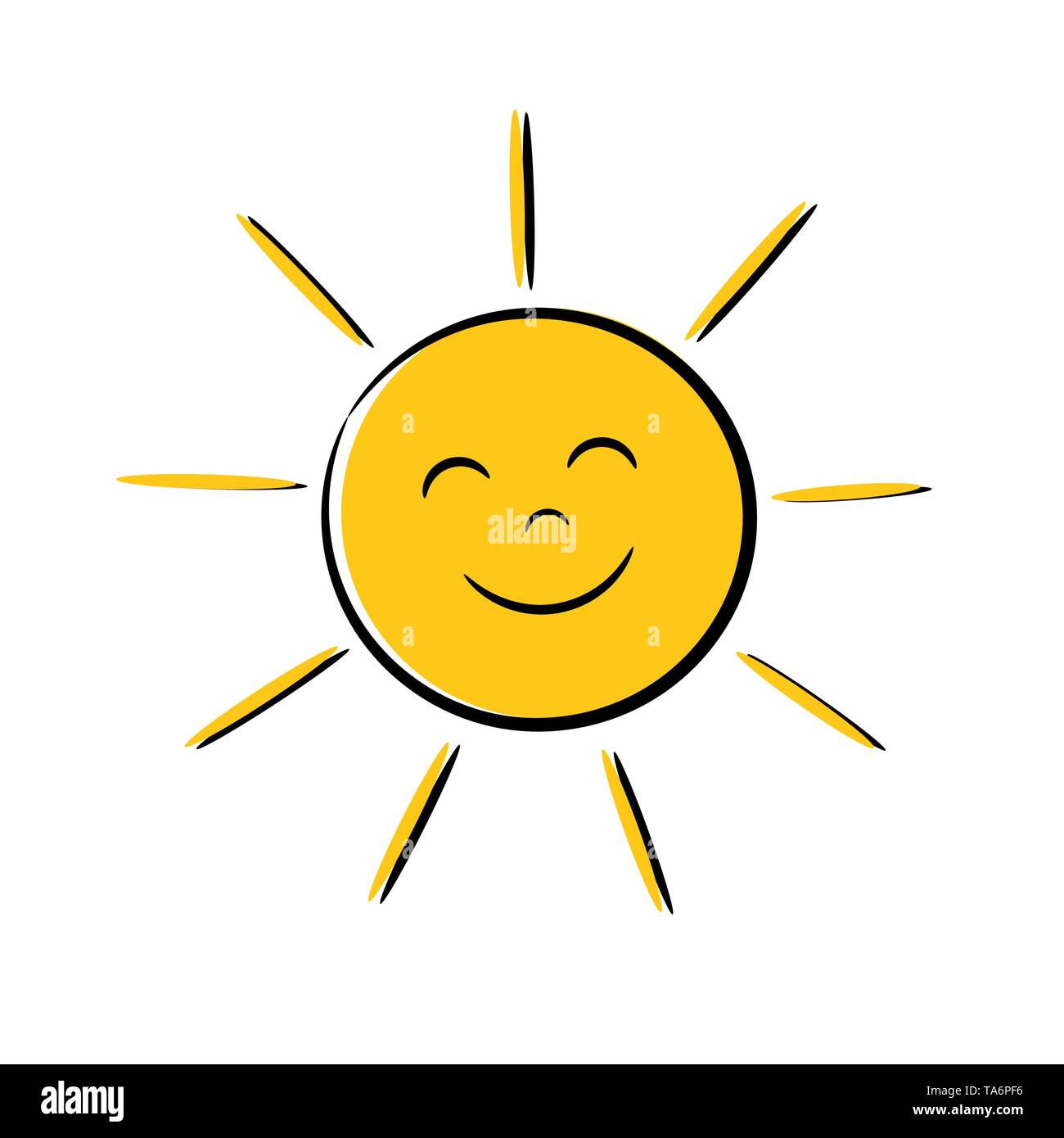 Happy sun Symbol mit Lächeln. Vector Illustration Stock Vektor
