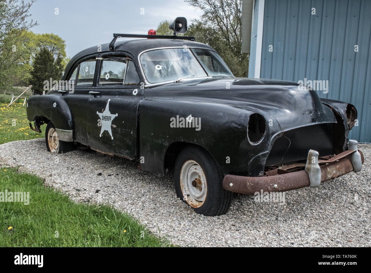 Ruinierte sheriff Cruiser. Stockfoto