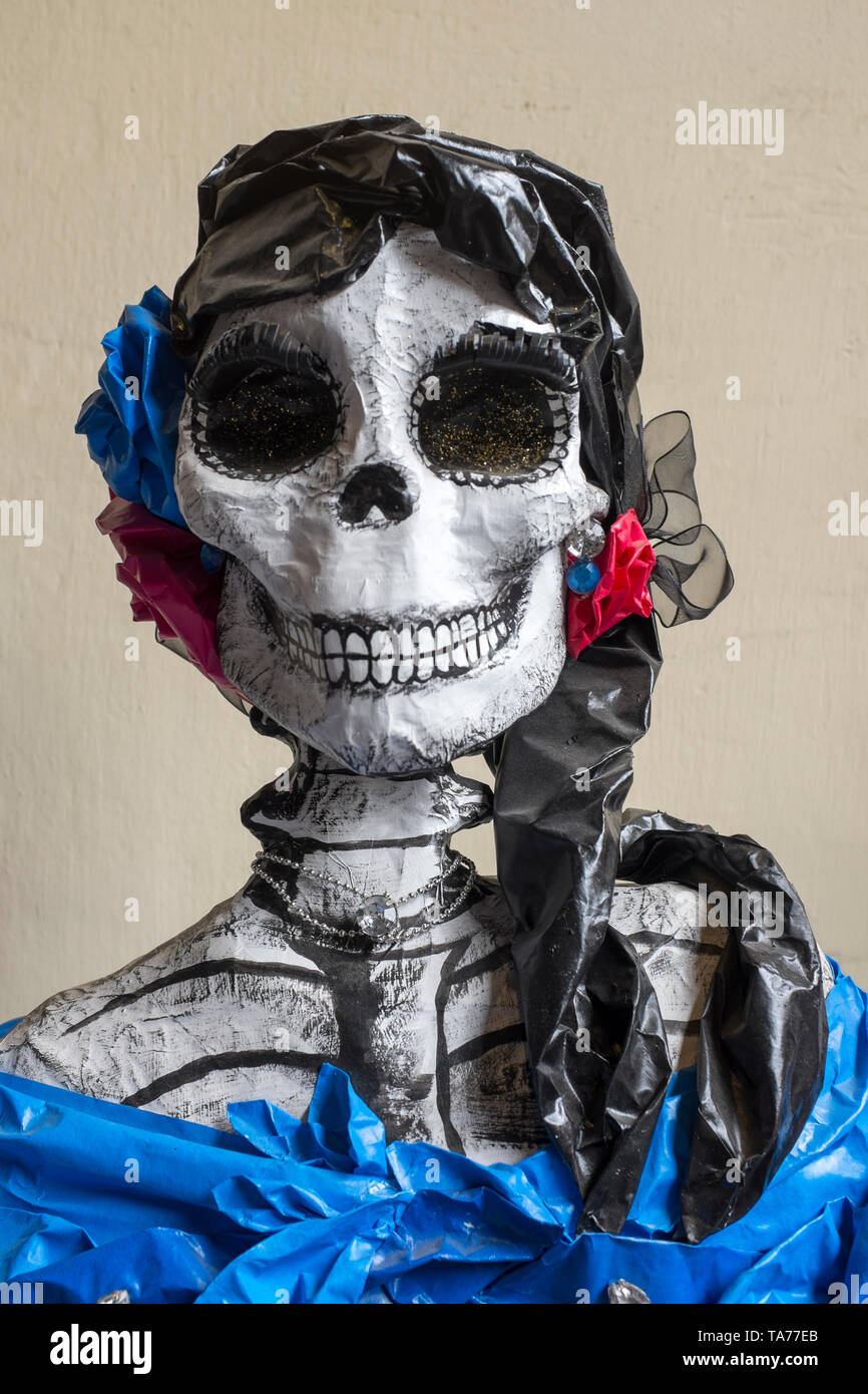 Der Tag der Toten La Catrina stellt sich Mexiko-Stadt vor Stockfoto