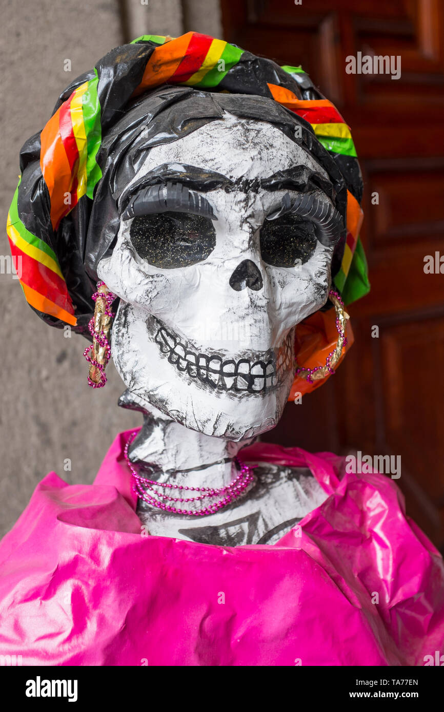 Der Tag der Toten La Catrina stellt sich Mexiko-Stadt vor Stockfoto