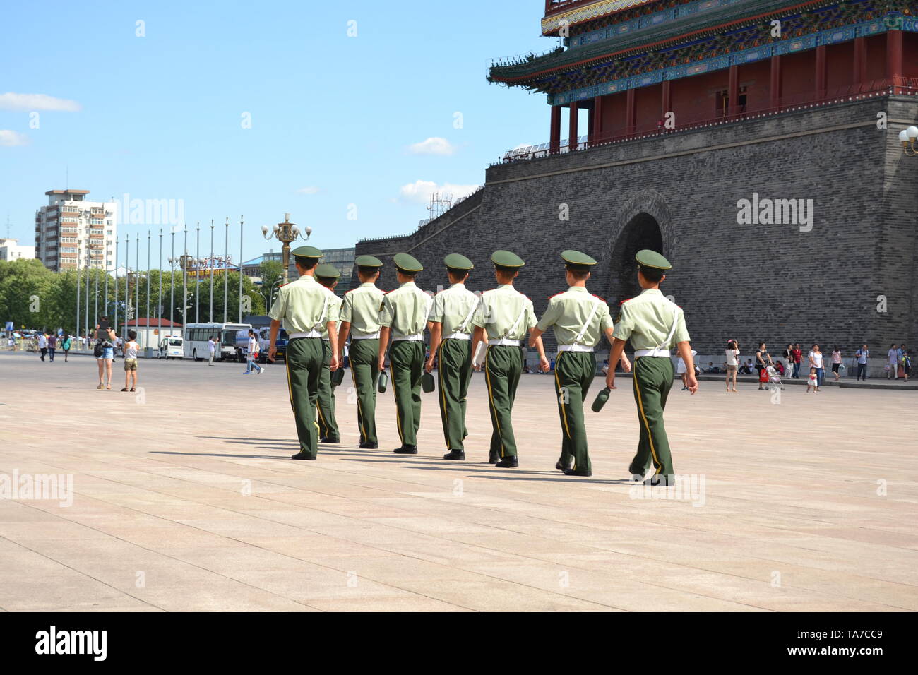 Chinesische Soldaten vor der verbotenen Stadt Stockfoto