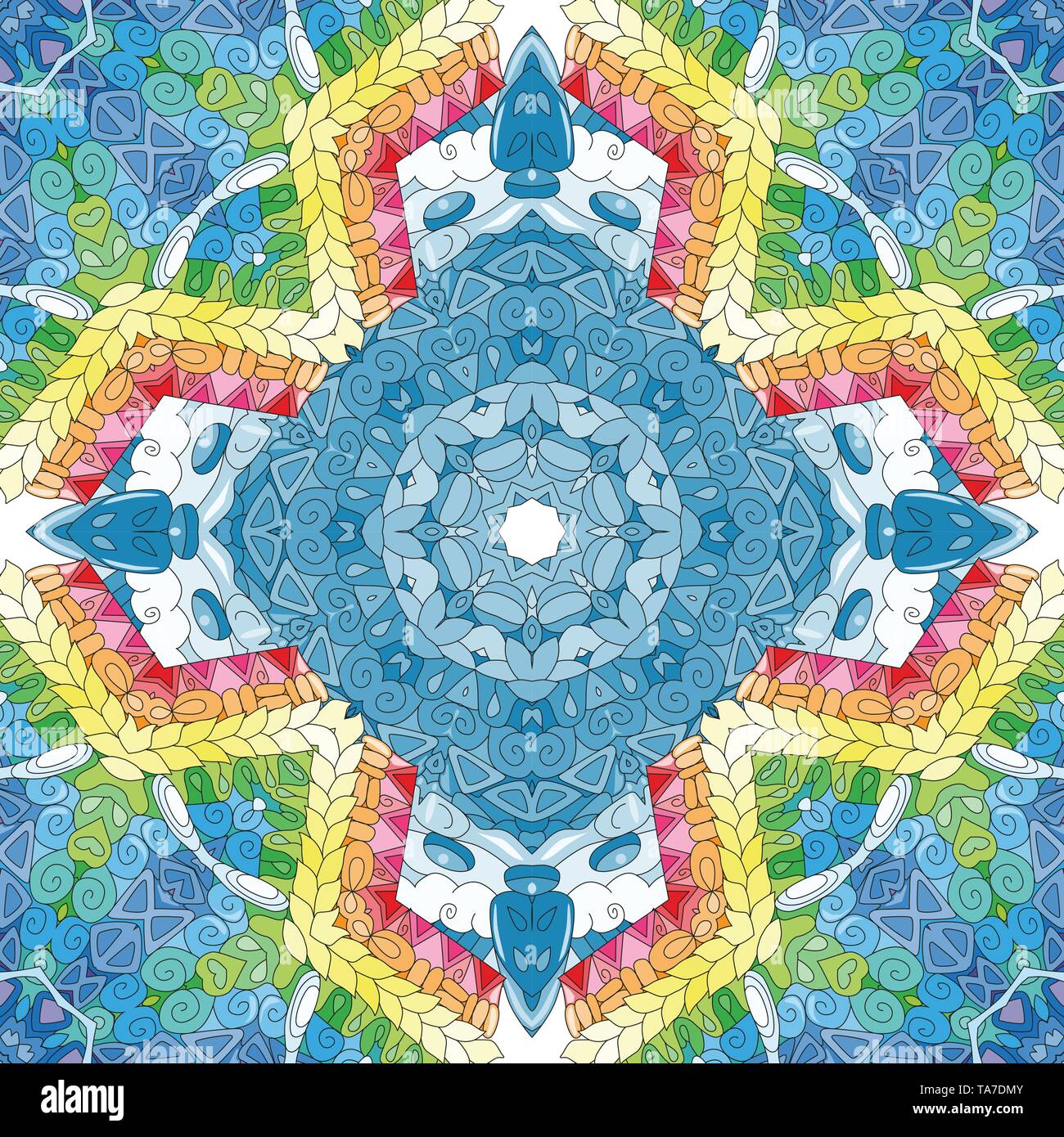 Dekorative square nahtlose Ornamente. Ungewöhnliche Blume. Orientalische vector, Anti-Stress-Therapie Muster. Webart Design Elemente. Stock Vektor