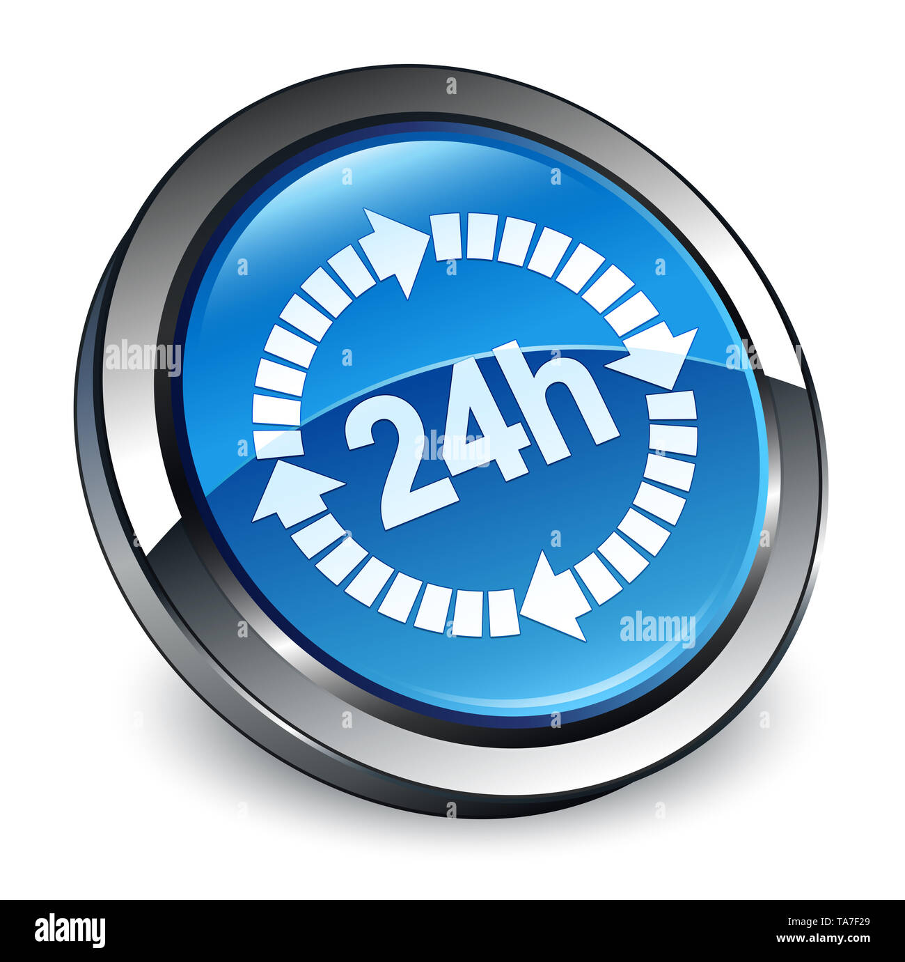 24 Stunden Lieferung Symbol auf 3d-Blau runder Knopf abstrakte Abbildung isoliert Stockfoto