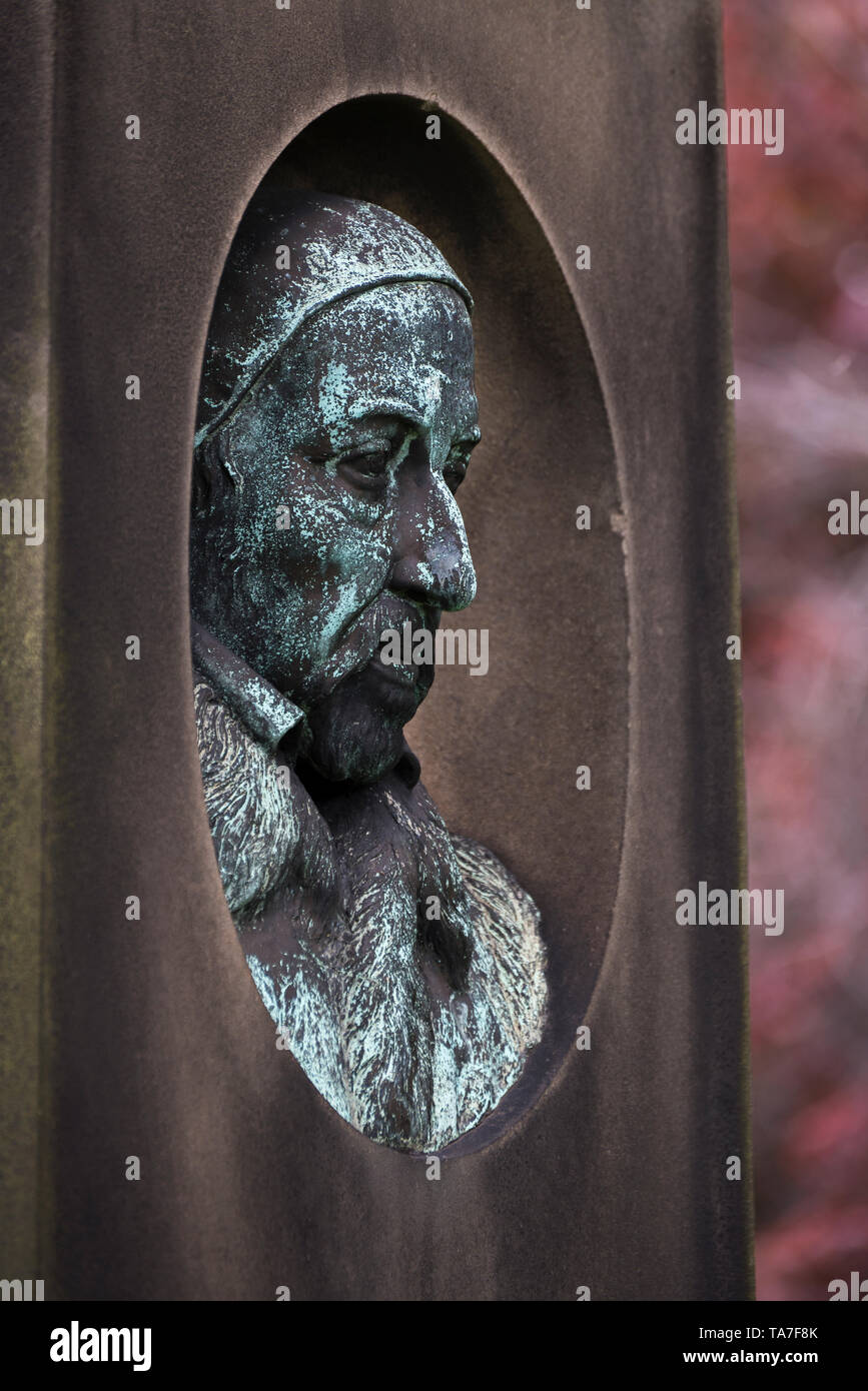 Denkmal für George Buchanan (1506 - 82), schottische Historiker und humanistischer Gelehrter in der greyfriars Kirkyard, Edinburgh, Schottland, Großbritannien. Stockfoto