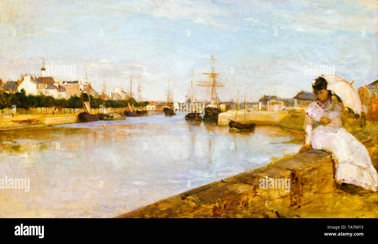 Berthe Morisot, der Hafen von Lorient, Bretagne, Frankreich, Impressionismus Malerei, 1869 Stockfoto