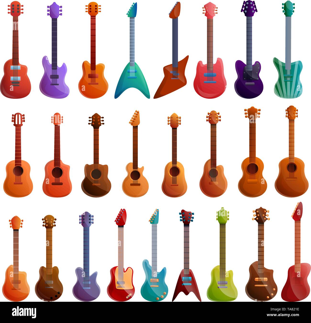 Gitarre Symbole gesetzt. Cartoon von Gitarre Vector Icons für Web Design Stock Vektor