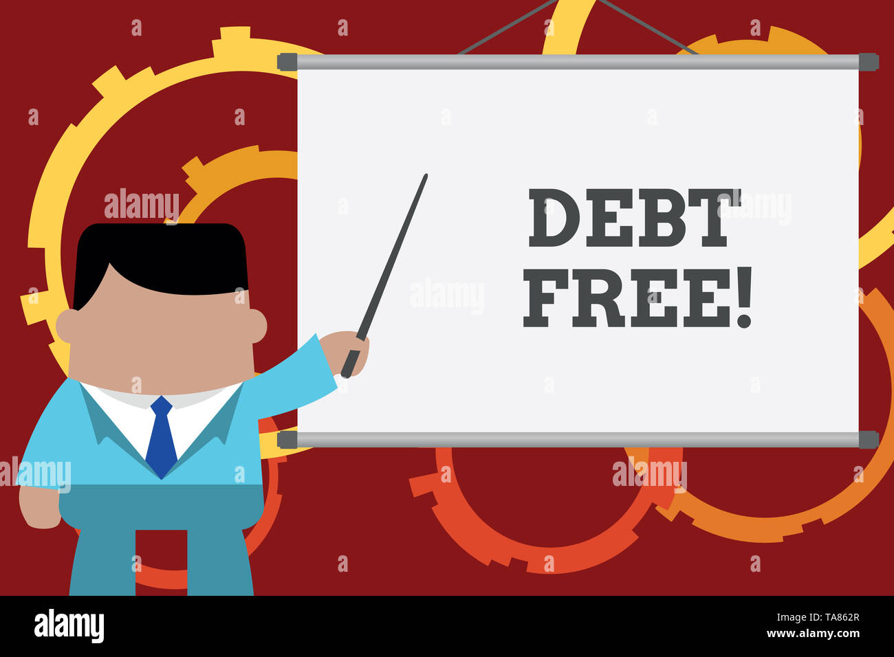 Konzeptionelle Handschrift zeigt Schuldenfrei. Begriff Sinne nicht Besitz von Geld oder Sachen, die für eine Person oder Unternehmen Geschäftsmann vor Pro Stockfoto