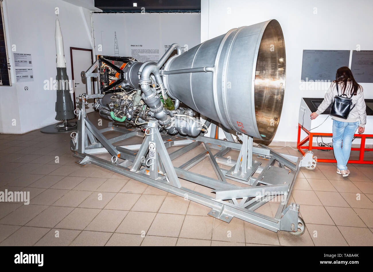 Samara, Russland - 18. Mai 2019: Ausstellung des Museums amara Kosmischen'. Liquid rocket Motor NK-33 Stockfoto