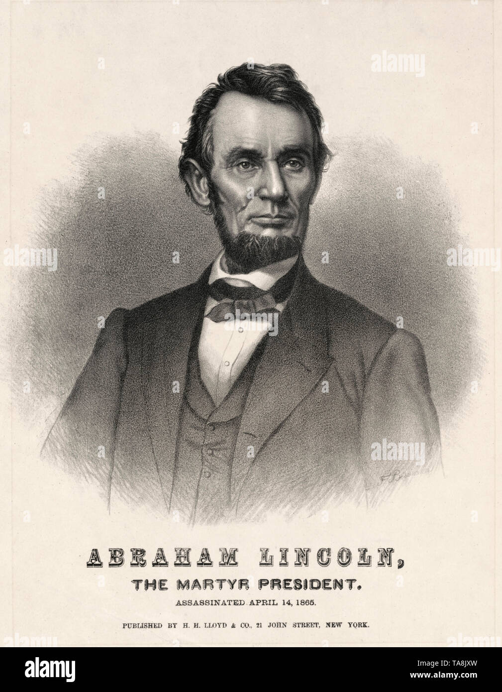 Abraham Lincoln, der Märtyrer Präsident, ermordet, April 14, 1865, veröffentlicht von S.H. Lloyd, New York, 1865 Stockfoto