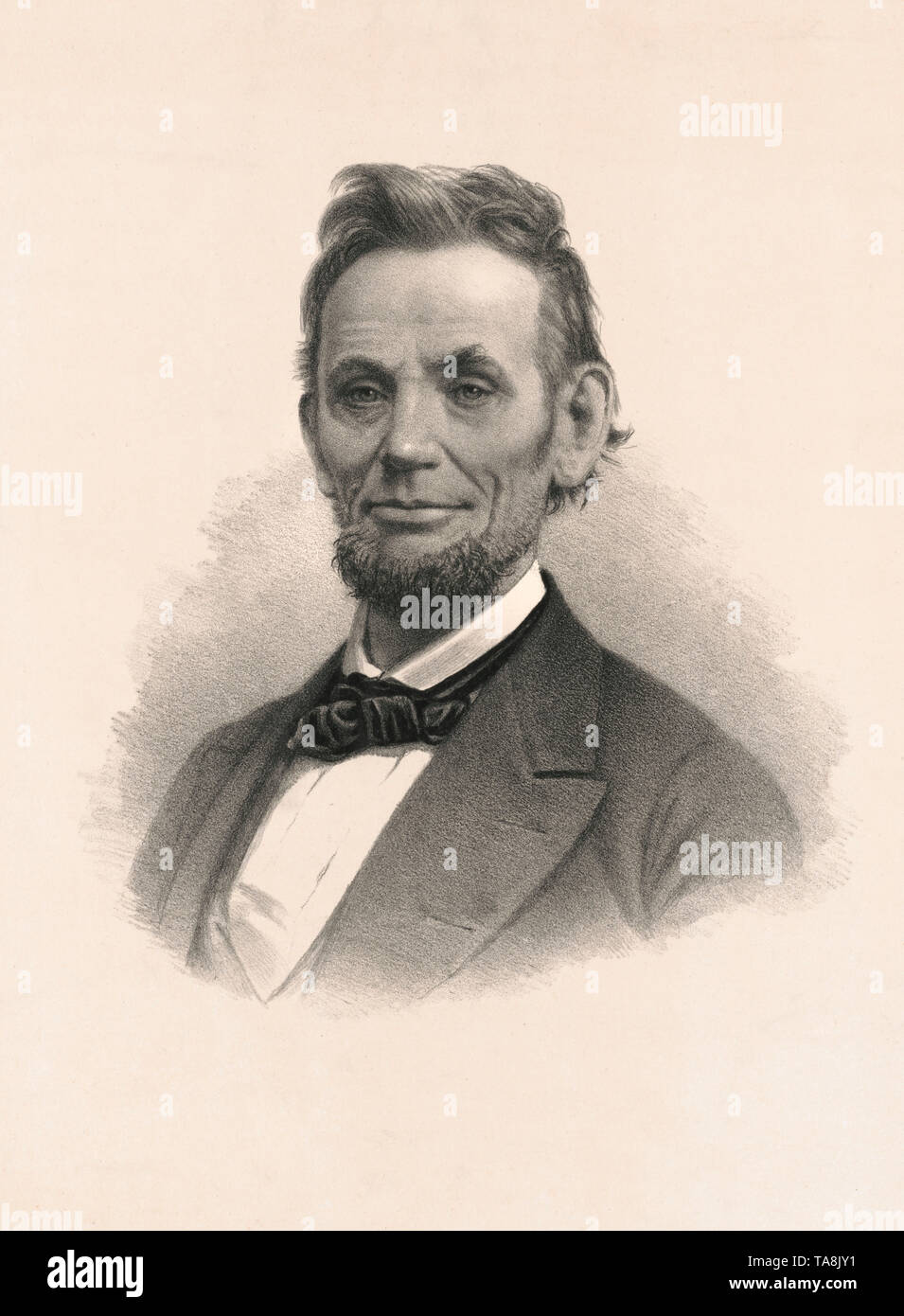 Kopf und Schultern Portrait von Abraham Lincoln, von L. Prang & Co., Boston, Mass., 1865 veröffentlicht. Stockfoto