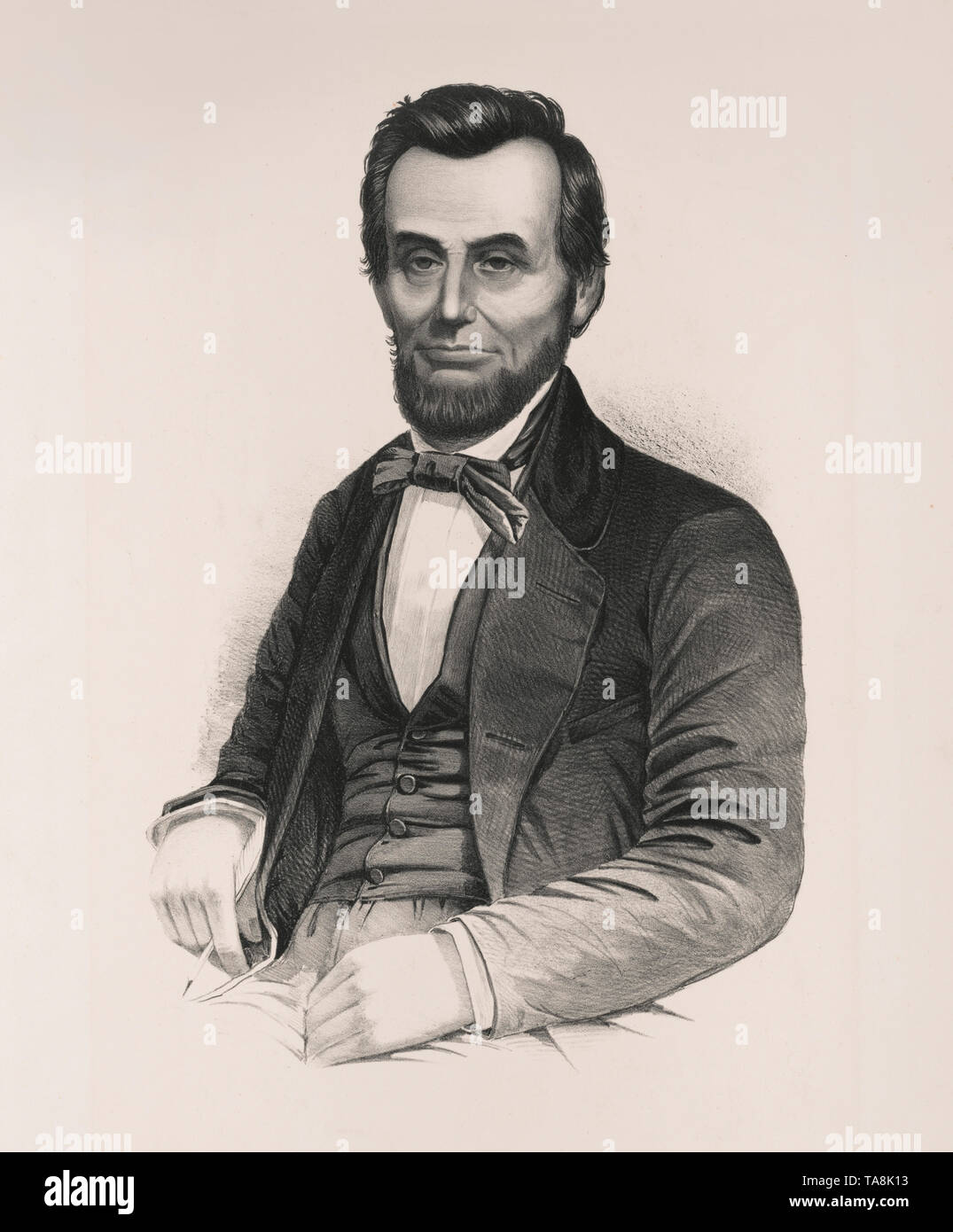 Halber Baulänge sitzt Portrait von Abraham Lincoln, Unbekannter Künstler Stockfoto