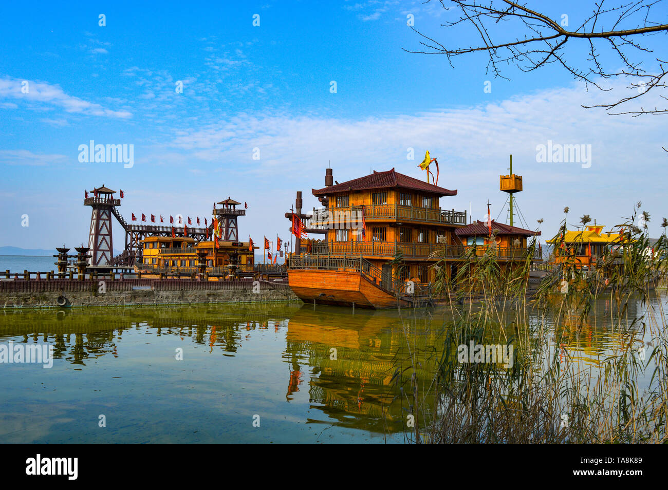 Wuxi Film und TV-Studio ist eine touristische Attraktion in der Stadt Wuxi in der Provinz Jiangsu in China. 3 Königreiche und Wasser City Film setzt. Stockfoto