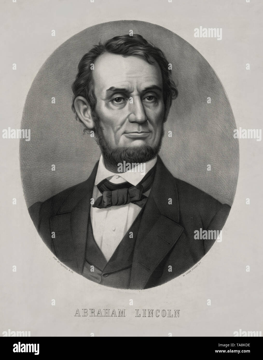 Kopf und Schultern Portrait von Abraham Lincoln, von Caldwell & Co., New York, 1860 veröffentlicht. Stockfoto