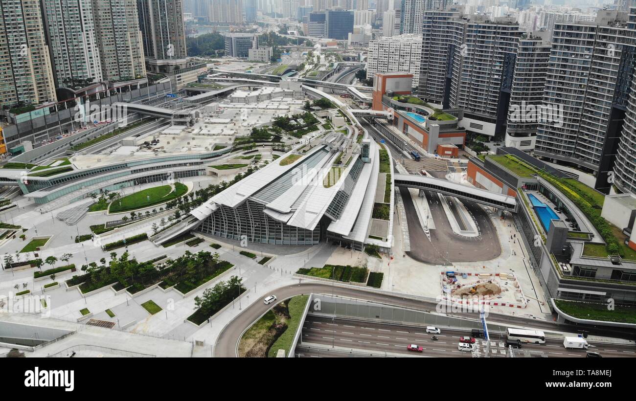 West Kowloon Station exteior, High Speed Rail Hongkong, Shenzhen, Guangzhou, Shenzhen und Hong Kong Express Rail Link Stockfoto