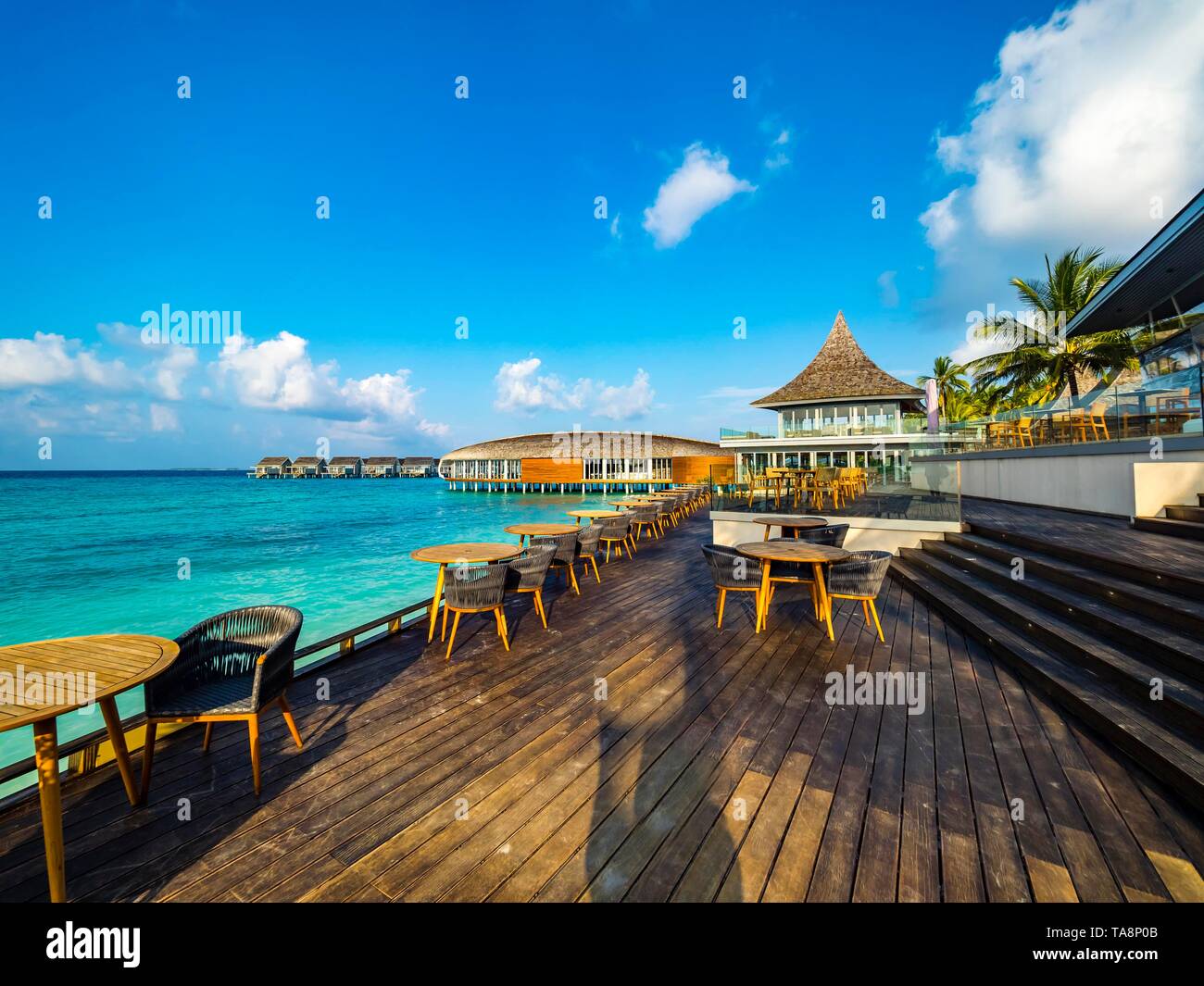 Resort, Hotel Insel Kuramathi, Rsadoo Atoll, Malediven Stockfoto