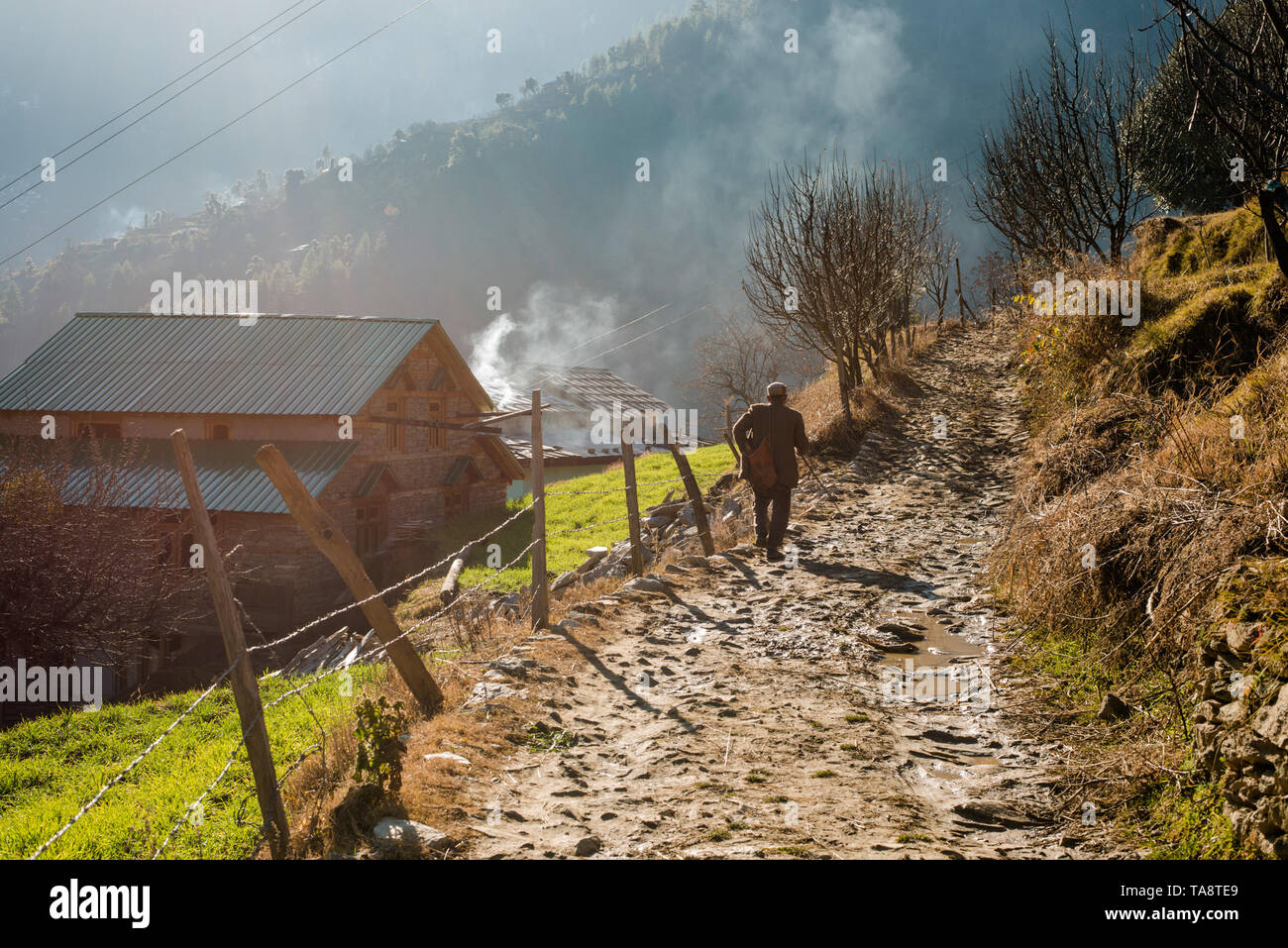 Typischen hölzernen Alpine House in himachal im Himalaya - Indien Stockfoto