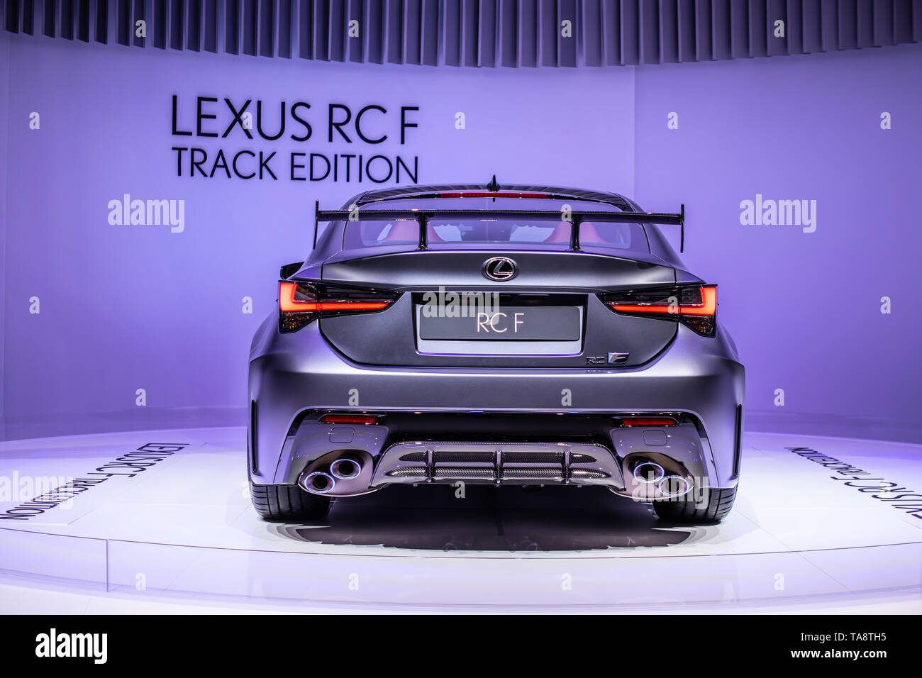 Genf, Schweiz, März 06, 2019 LEXUS RC F Track Edition ENTWICKELT FÜR DIE REINE FREUDE am Genfer Autosalon, produziert von Lexus Stockfoto