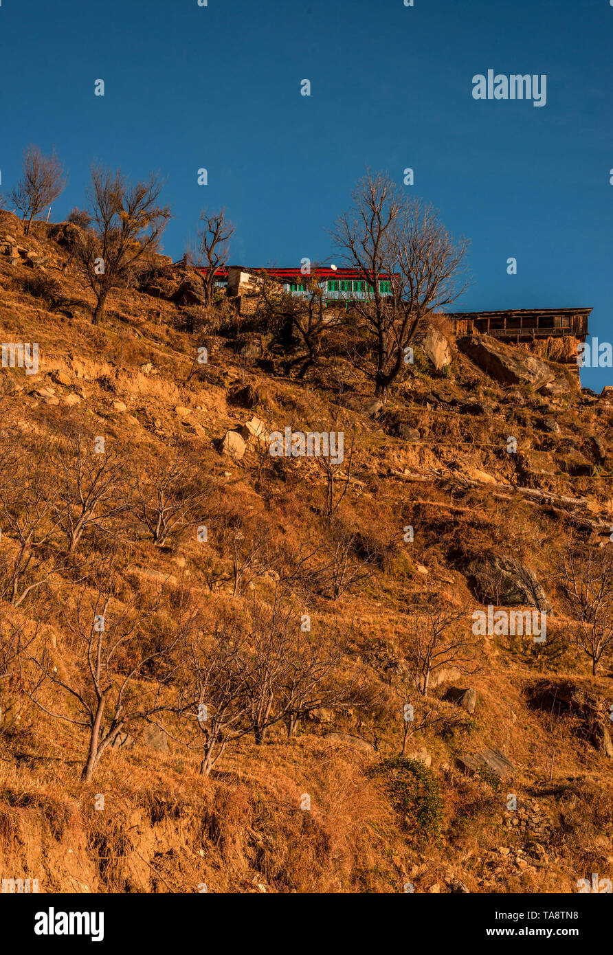 Typischen hölzernen Alpine House in himachal im Himalaya - Indien Stockfoto