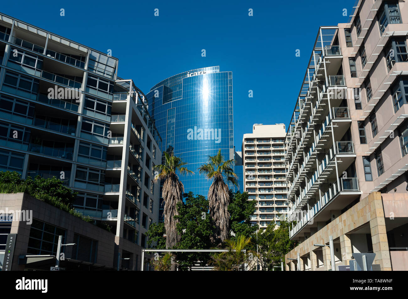 18.09.2018, Sydney, New South Wales, Australien - Modernes Apartment Gebäude in Barangaroo in der Nähe von Darling Harbour. Stockfoto
