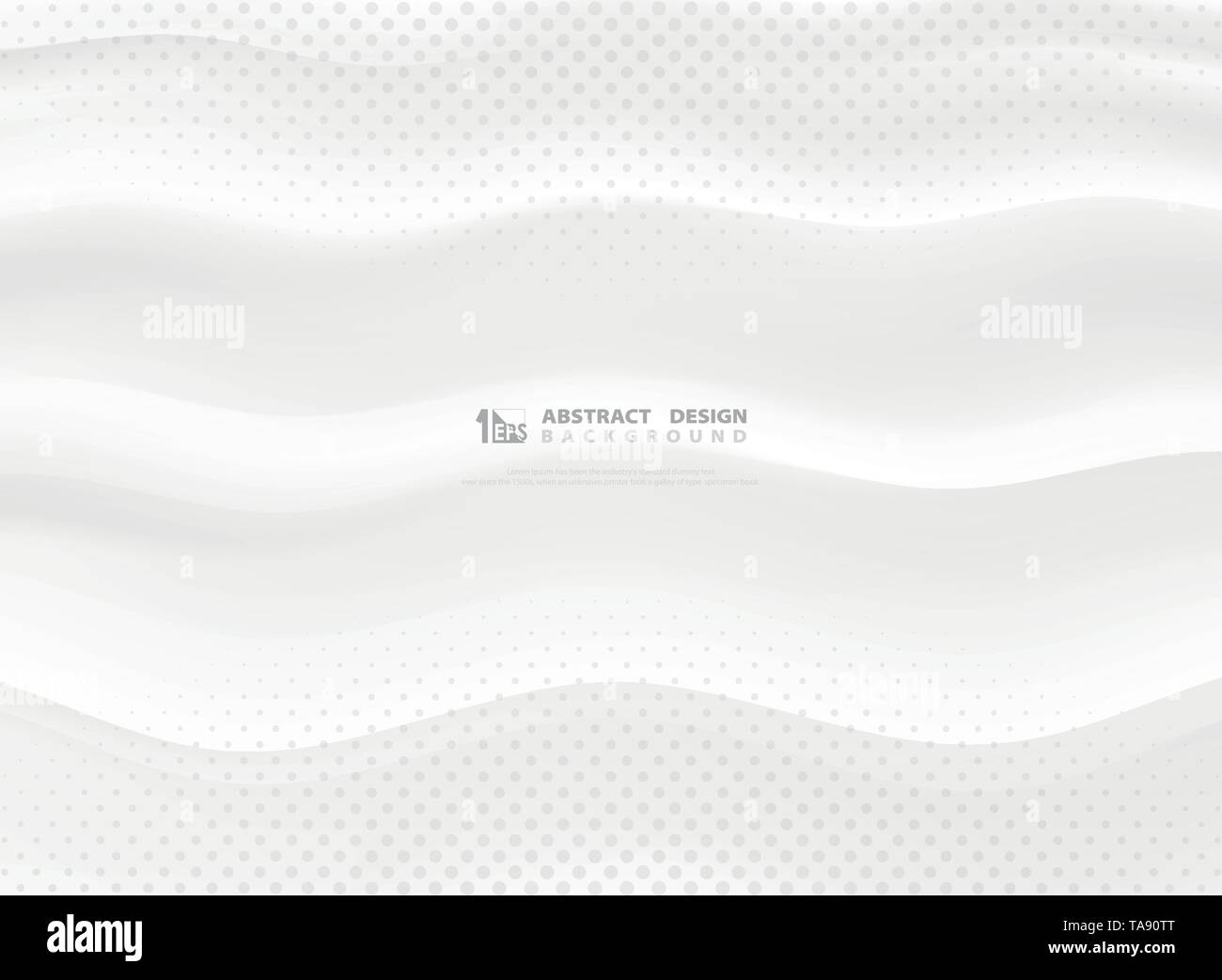 Abstract vector Gradient weißen wellenförmigen Design Dekoration mit halbtonmuster. Sie können für die Anzeige, Plakat, Grafik, Print, Präsentation verwenden. Abbildung Stock Vektor