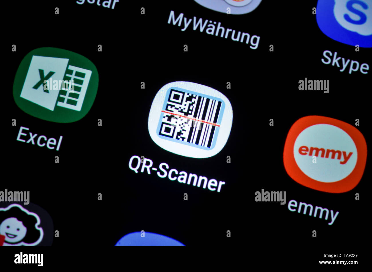 Smartphone, Display, extern, QR-Scanner, Display, App, QR-Scanner Stockfoto