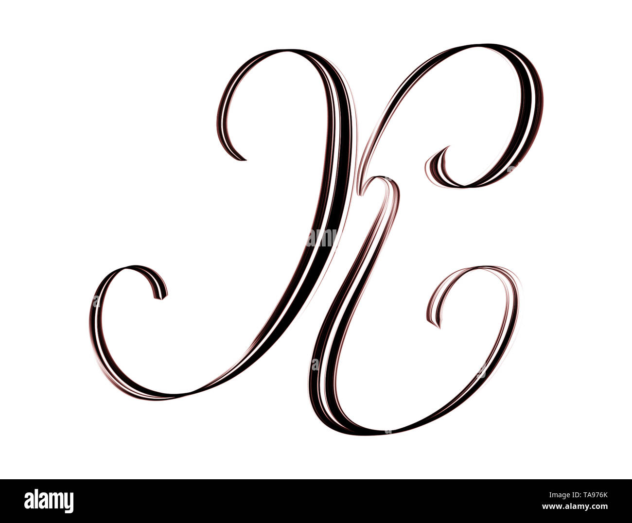 Schönen Brief K hand Buchstaben auf weißem Hintergrund Stockfoto