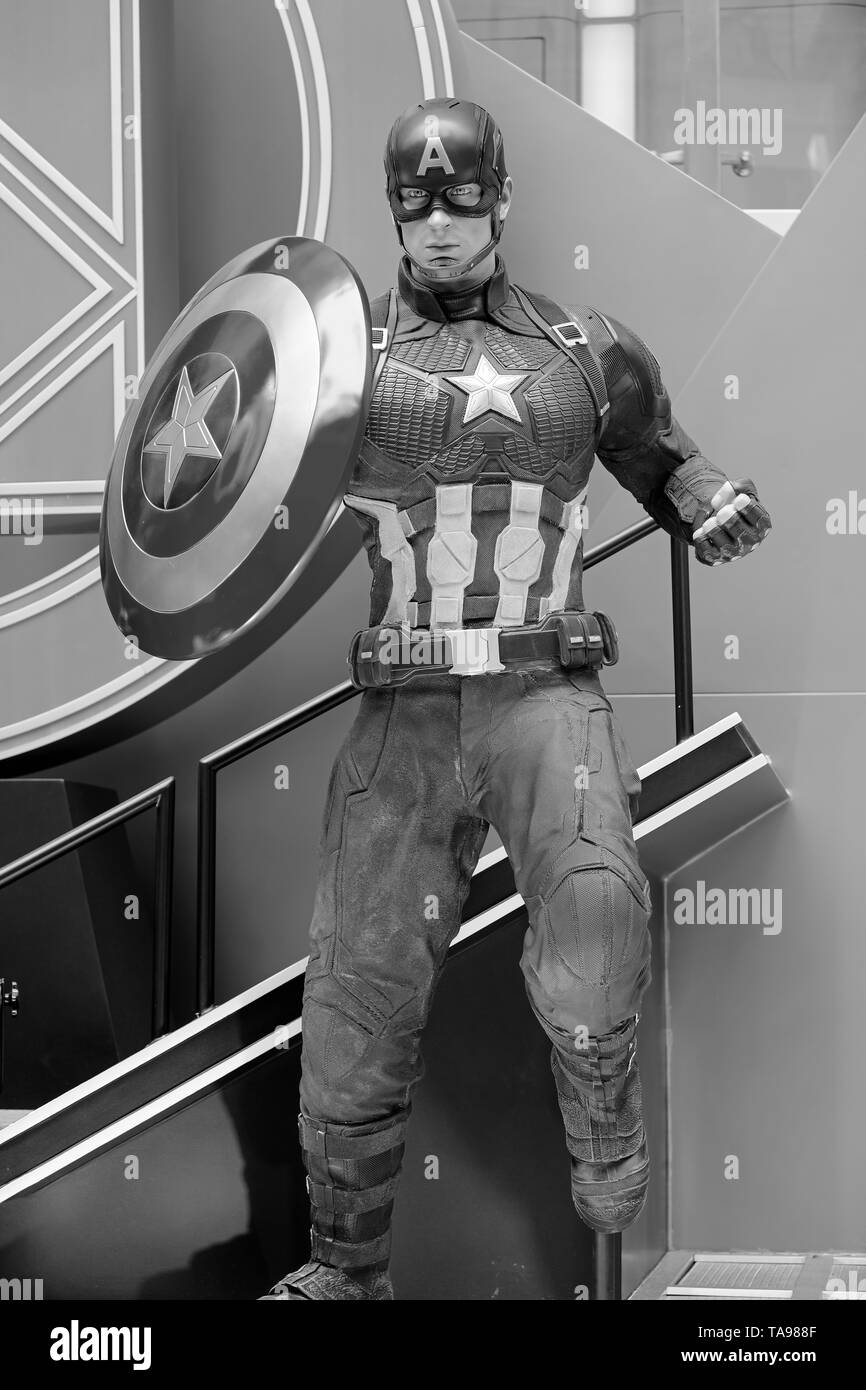 Causeway Bay, Hong Kong, China - Mai 03, 2019: Avengers 4 Charakter Modell verfügt über 1:1 lebensgroße Statuen in Hongkong, im Rahmen von Werbemaßnahmen Stockfoto