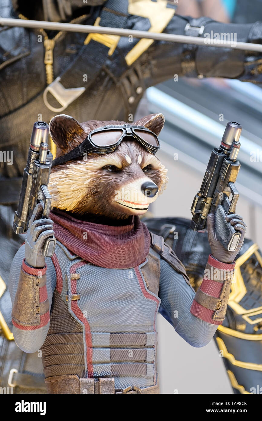 Causeway Bay, Hong Kong, China - Mai 03, 2019: Avengers 4 Charakter Modell verfügt über 1:1 lebensgroße Statuen in Hongkong, im Rahmen von Werbemaßnahmen Stockfoto