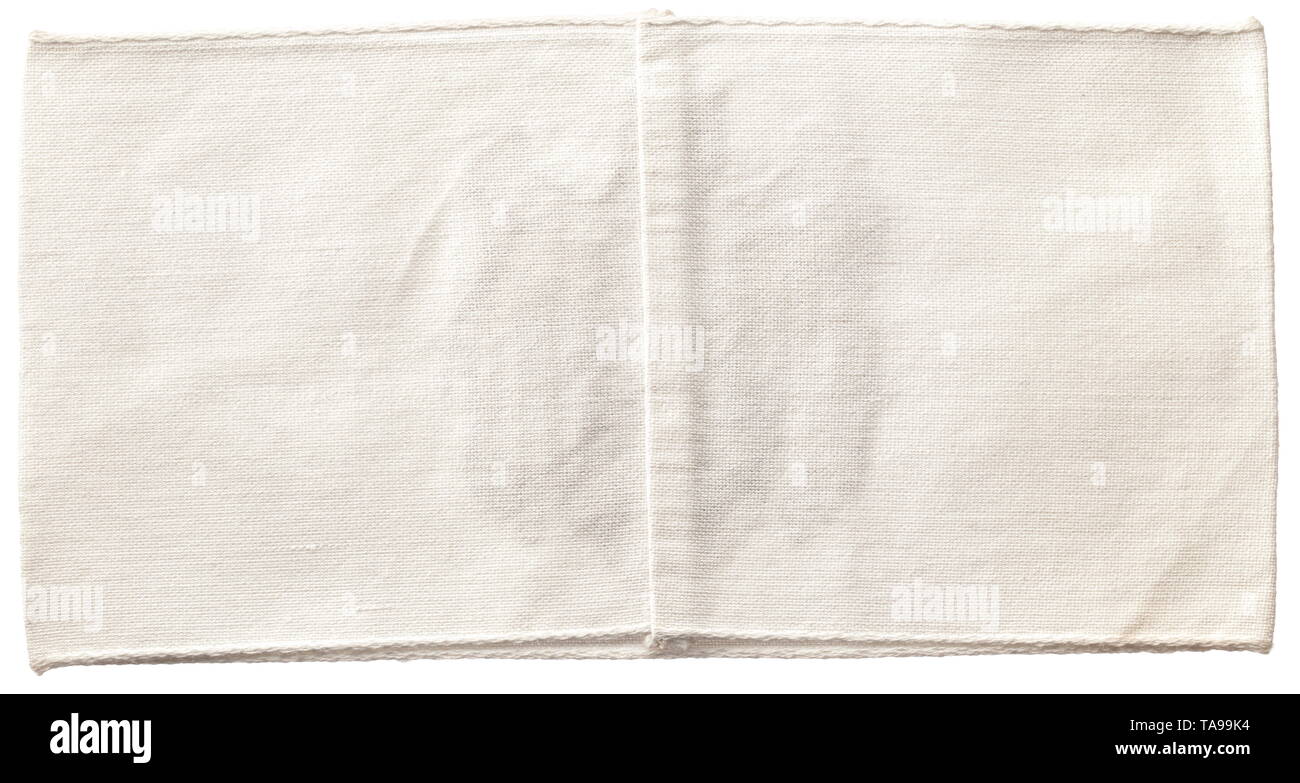 Ein Armband für die Wehrersatzdienststellen (Tr. Zivildienst Büros) Weiß mit eingewebtem, schwarzem, nach links blickendem Heeresadler. Diente zur Kennzeichnung des nicht uniformierten Personals der Wehrersatzdienststellen, überwiegend Angestellte, sterben sterben Clemens bin on the left side Oberarm zur Zivilkleidung trugen. historischen, historische, 20. Jahrhundert, Editorial-Use - Nur Stockfoto